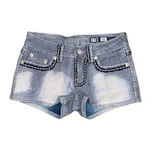 Miss Me Sunny JPD1026SH-2 Embroidered Distressed Dip Dye Booty Shorts 27
